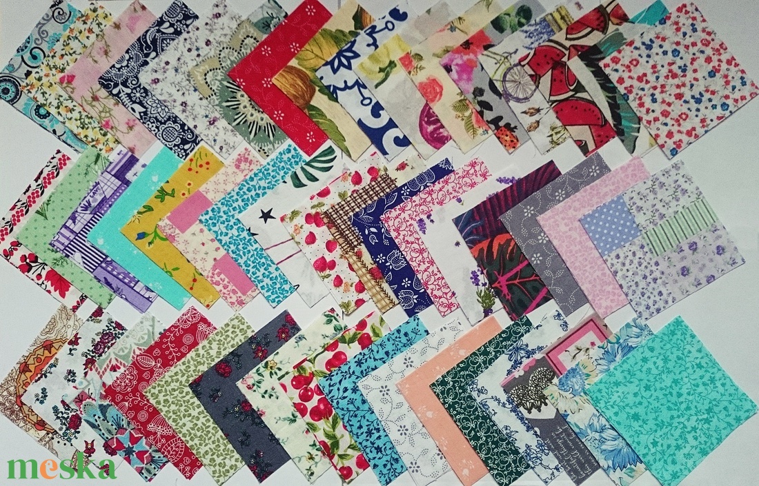 100 db Növény mintás patchwork 10x10 cm pamutvászon csomag Nö4 - kellékek & szerszámok - méteráru - anyagcsomag - Meska.hu
