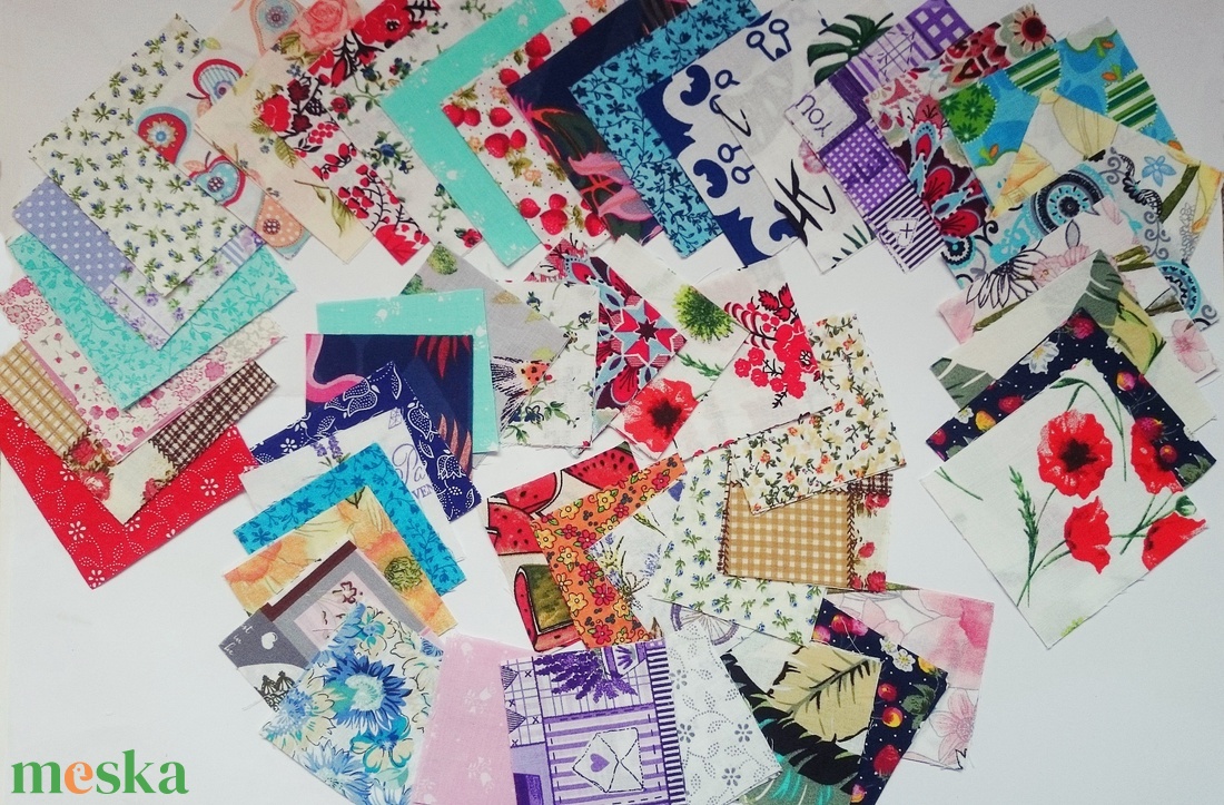 100 db Növény mintás patchwork 10x10 8x8 cm pamutvászon csomag  - diy (leírások) - egységcsomag - Meska.hu