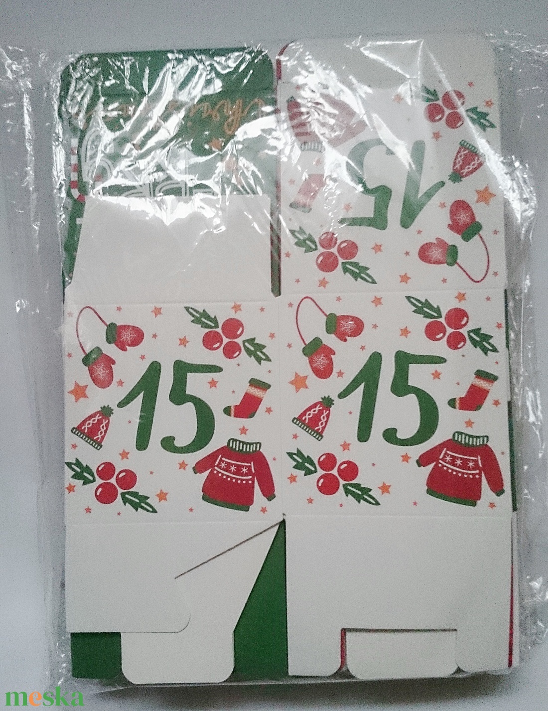 24 részes adventi kalendárium karácsony mintás doboz - karácsony - adventi díszek - adventi naptár - Meska.hu