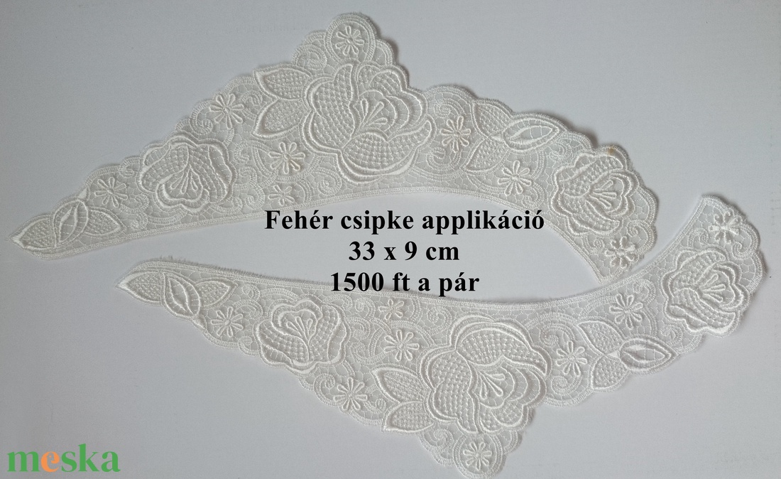 Áttört fehér csipke applikáció szegély gallér - kellékek & szerszámok - méteráru - felvarrható, vasalható kellék - Meska.hu Áttört fehér csipke applikáció szegély gallér - kellékek & szerszámok - méteráru - felvarrható, vasalható kellék - Meska.hu