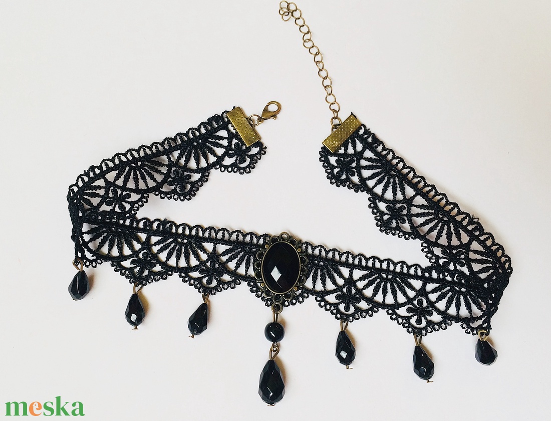 Fekete csipke nyakék choker nyaklánc csepp függővel - ékszer - nyaklánc - nyakpánt, gallér - Meska.hu Fekete csipke nyakék choker nyaklánc csepp függővel - ékszer - nyaklánc - nyakpánt, gallér - Meska.hu