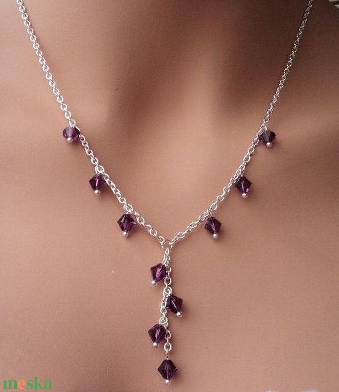 Lila gyöngyös fürtös nyaklánc ezüst színű - ékszer - nyaklánc - y nyaklánc - Meska.hu Lila gyöngyös fürtös nyaklánc ezüst színű - ékszer - nyaklánc - y nyaklánc - Meska.hu