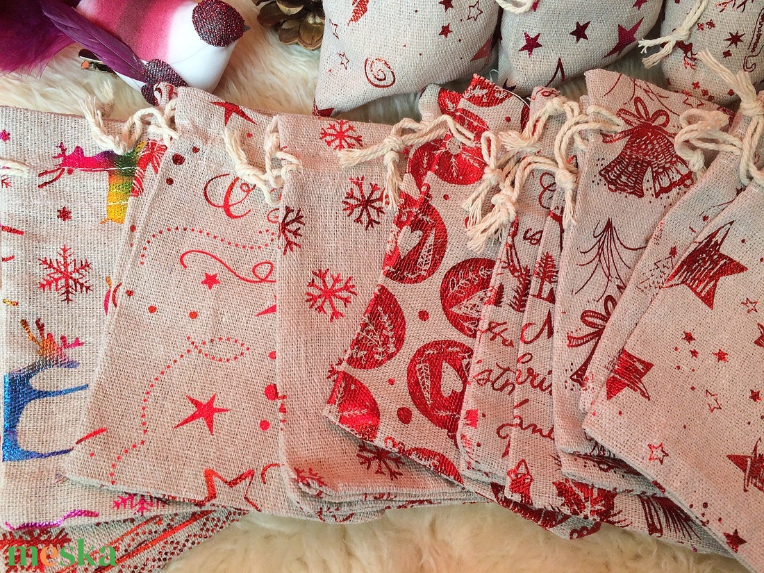 Színjátszó mintás adventi kalendárium naptár zsák 24 db  - karácsony - adventi díszek - adventi naptár - Meska.hu Színjátszó mintás adventi kalendárium naptár zsák 24 db  - karácsony - adventi díszek - adventi naptár - Meska.hu