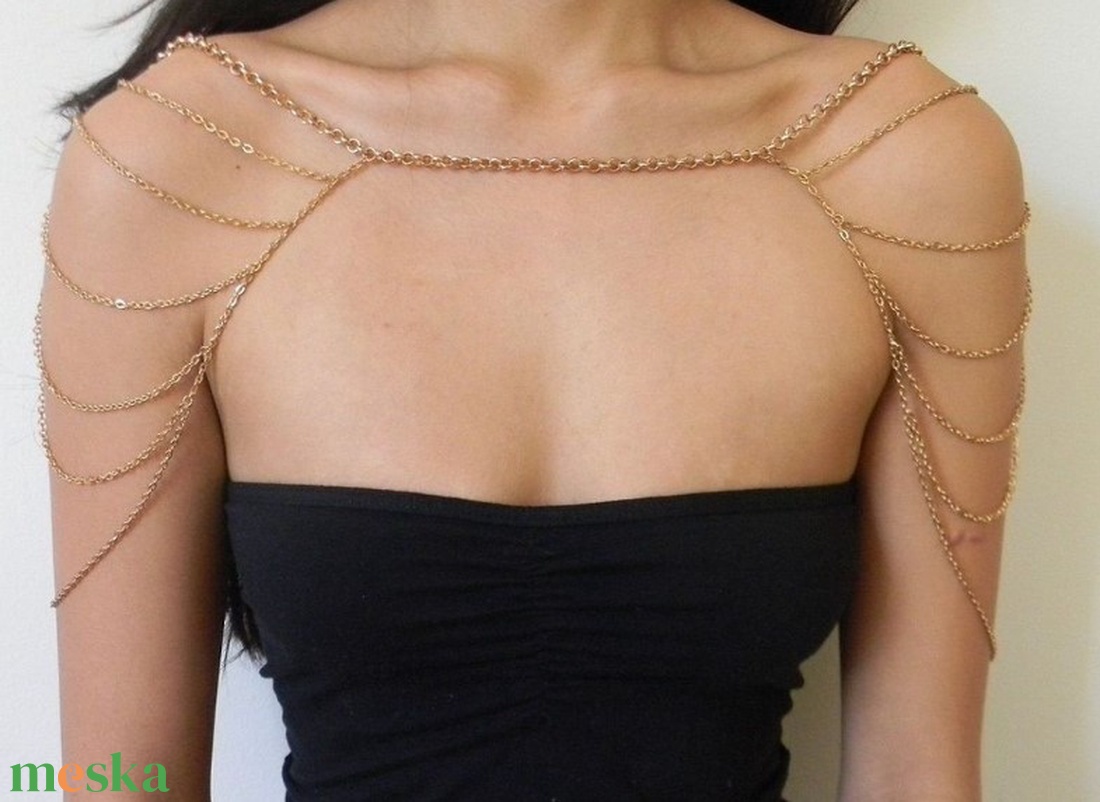 Egzotikus dekoratív váll ékszer testlánc ezüst / arany színű  - ékszer - nyaklánc - párhuzamos nyaklánc - Meska.hu Egzotikus dekoratív váll ékszer testlánc ezüst / arany színű  - ékszer - nyaklánc - párhuzamos nyaklánc - Meska.hu