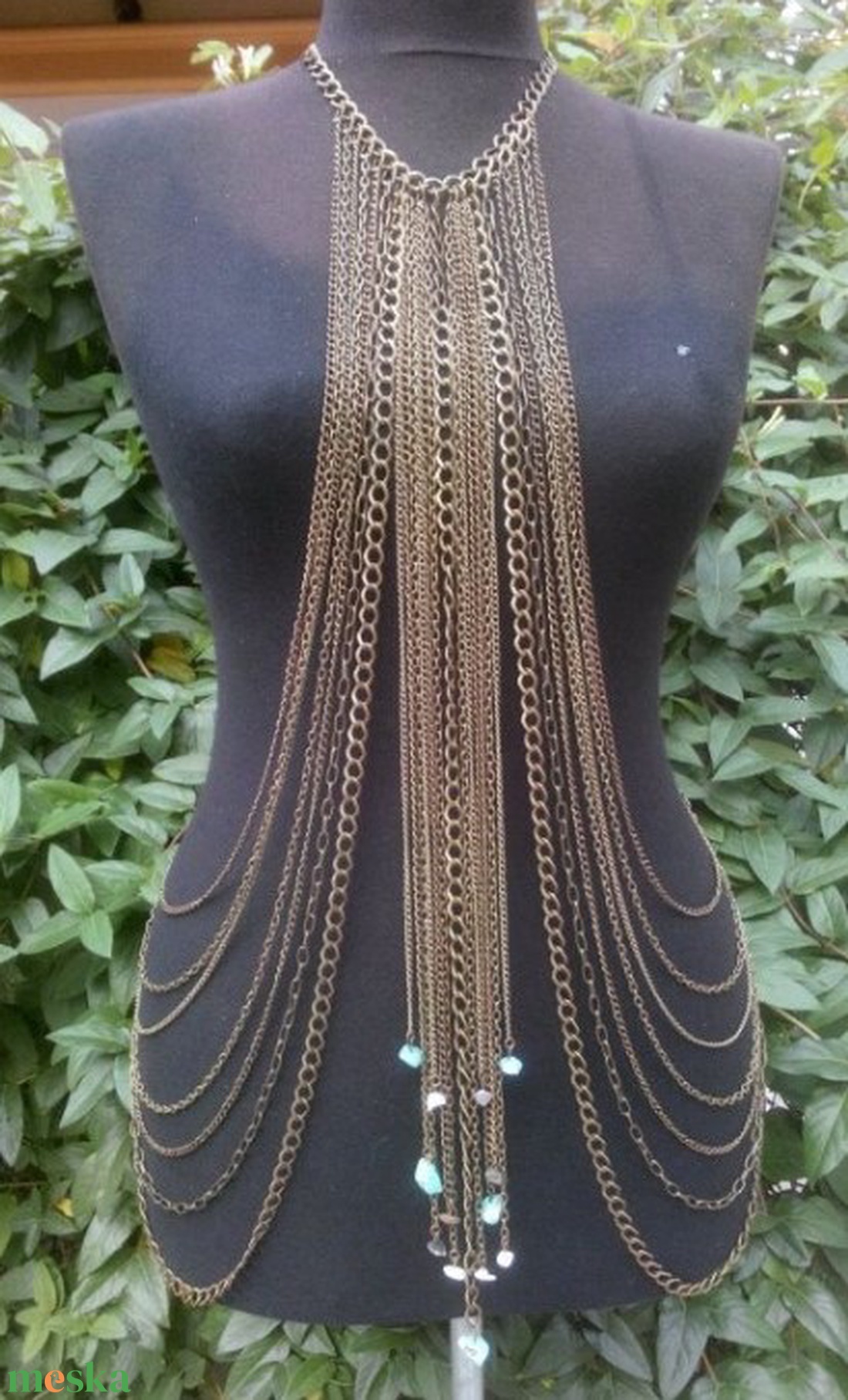 Egzotikus dekoratív ékszer testlánc ezüst / arany színű  - ékszer - nyaklánc - párhuzamos nyaklánc - Meska.hu