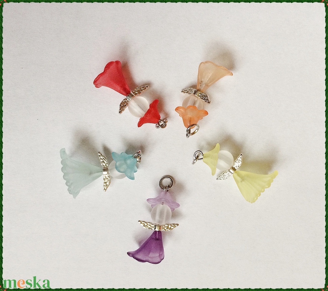 5 db színes angyalka csomagban 2. számú karácsony ajándék kísérő - esküvő - emlék & ajándék - köszönőajándék - Meska.hu