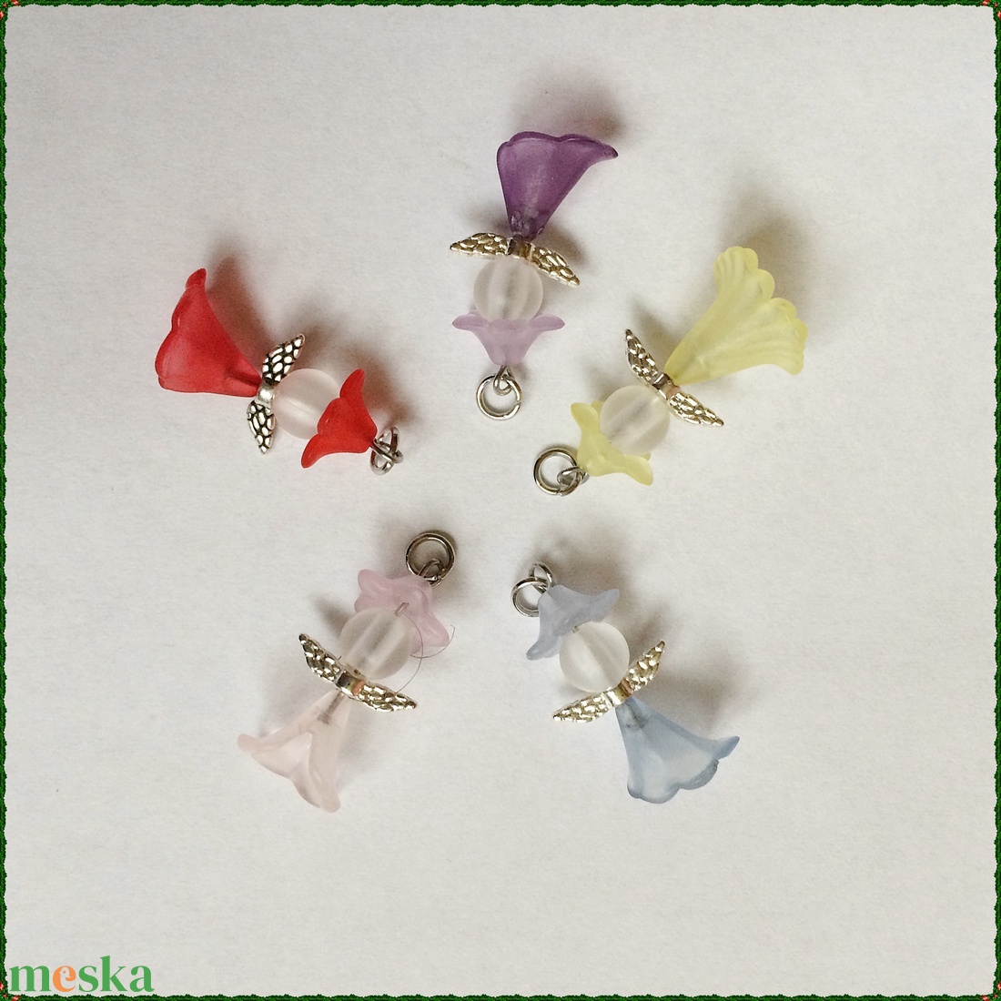 5 db színes angyalka csomagban 3. számú karácsony ajándék kísérő - esküvő - emlék & ajándék - köszönőajándék - Meska.hu