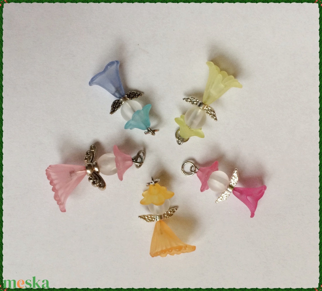 5 db színes angyalka csomagban 4. számú karácsony ajándék kísérő - esküvő - emlék & ajándék - köszönőajándék - Meska.hu