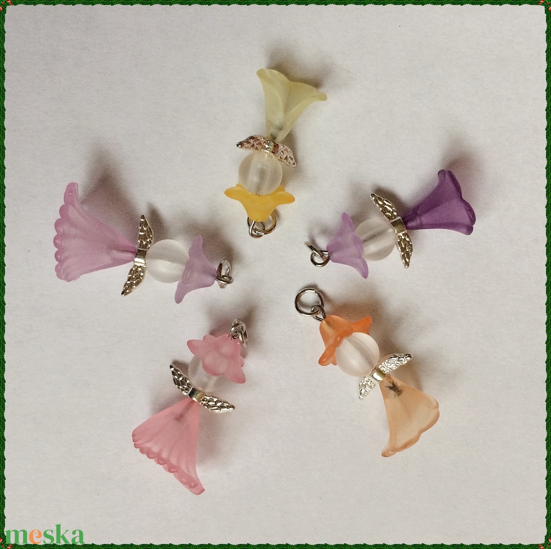 5 db színes angyalka csomagban 5. számú karácsony ajándék kísérő - esküvő - emlék & ajándék - köszönőajándék - Meska.hu