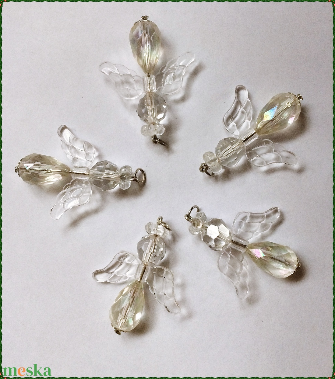 Kristály angyal szárnyas fehér Karácsony ajándék 5 db ajándékkísérő  - esküvő - emlék & ajándék - köszönőajándék - Meska.hu