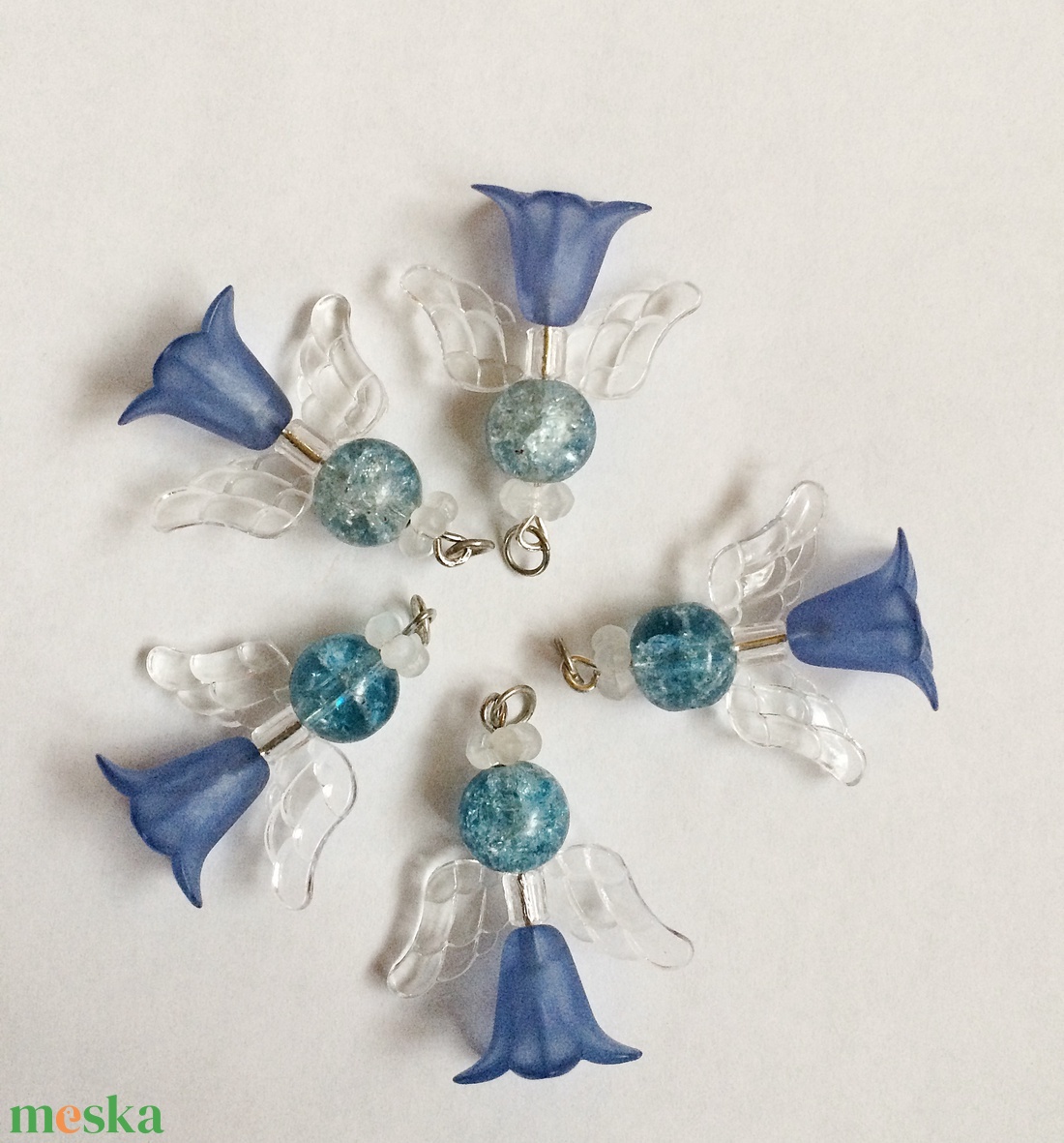 Kék tündér angyal Karácsony 5 db egyben ajándékkísérő  - esküvő - emlék & ajándék - köszönőajándék - Meska.hu