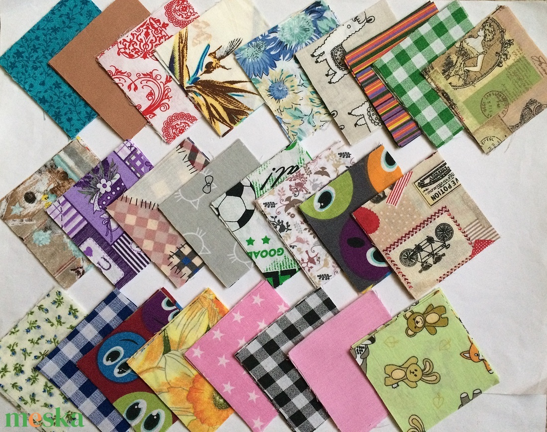 100 db vegyes mintájú patchwork 8x8 cm pamutvászon csomag V1 - kellékek & szerszámok - méteráru - anyagcsomag - Meska.hu