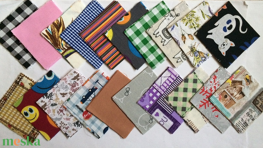 100 db vegyes mintájú patchwork 8x8 cm pamutvászon csomag V2 - kellékek & szerszámok - méteráru - anyagcsomag - Meska.hu