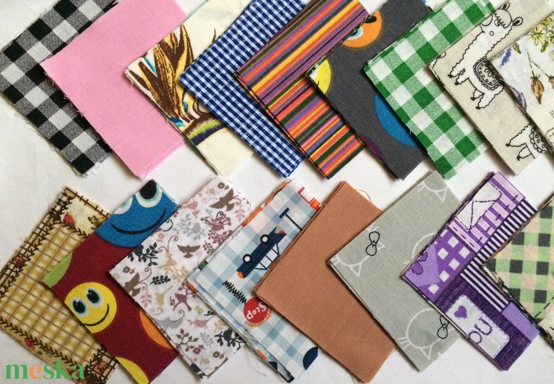 100 db vegyes mintájú patchwork 8x8 cm pamutvászon csomag V2 - kellékek & szerszámok - méteráru - anyagcsomag - Meska.hu