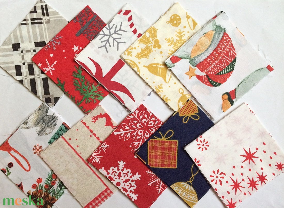 100 db Karácsony patchwork 10x10 cm pamutvászon csomag KA - kellékek & szerszámok - méteráru - anyagcsomag - Meska.hu