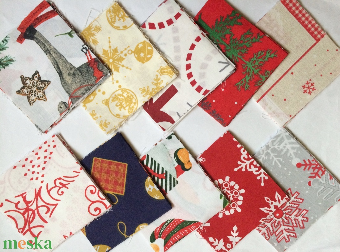 100 db Karácsony patchwork 10x10 cm pamutvászon csomag KB - kellékek & szerszámok - méteráru - anyagcsomag - Meska.hu