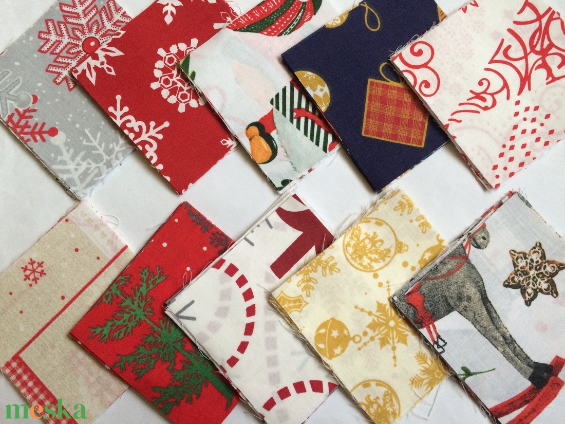 100 db Karácsony patchwork 10x10 cm pamutvászon csomag KB - kellékek & szerszámok - méteráru - anyagcsomag - Meska.hu