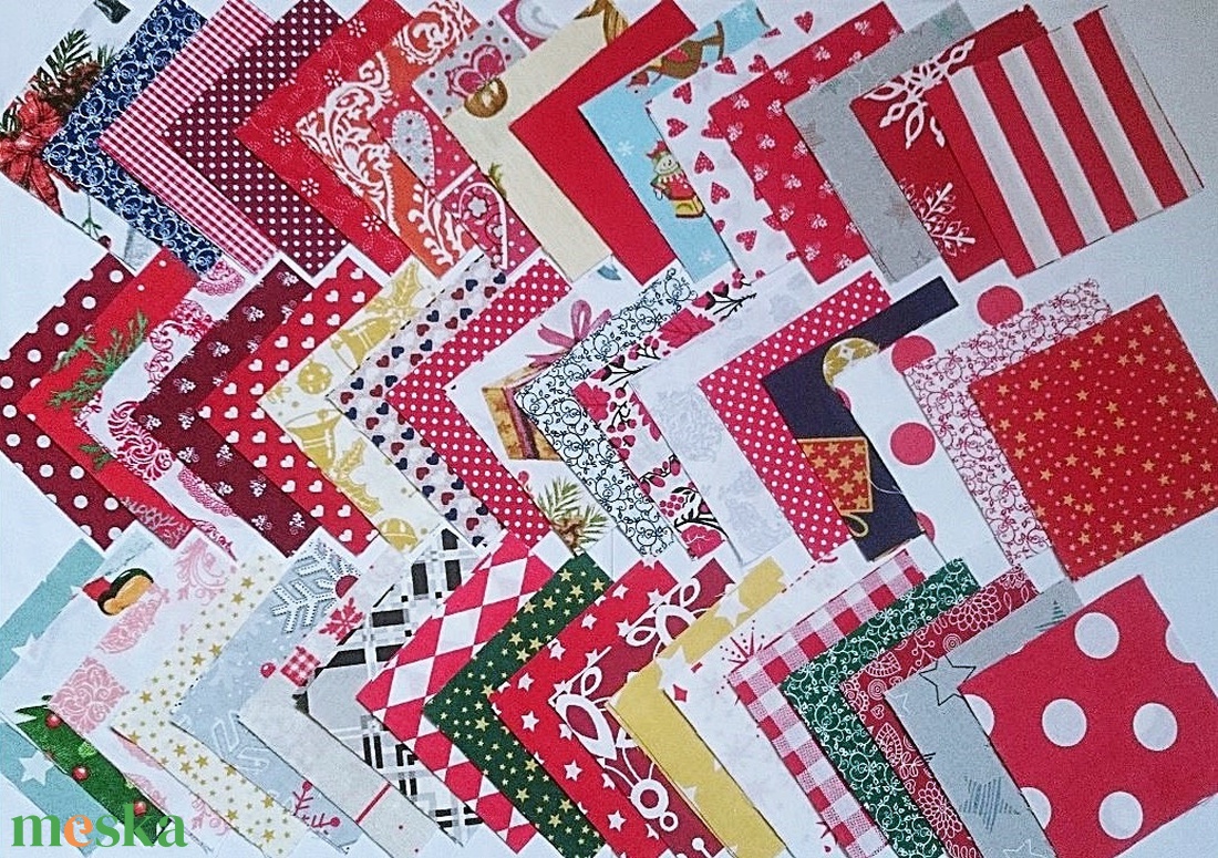 100 db Karácsony patchwork 10x10 cm pamutvászon csomag KC - kellékek & szerszámok - méteráru - anyagcsomag - Meska.hu