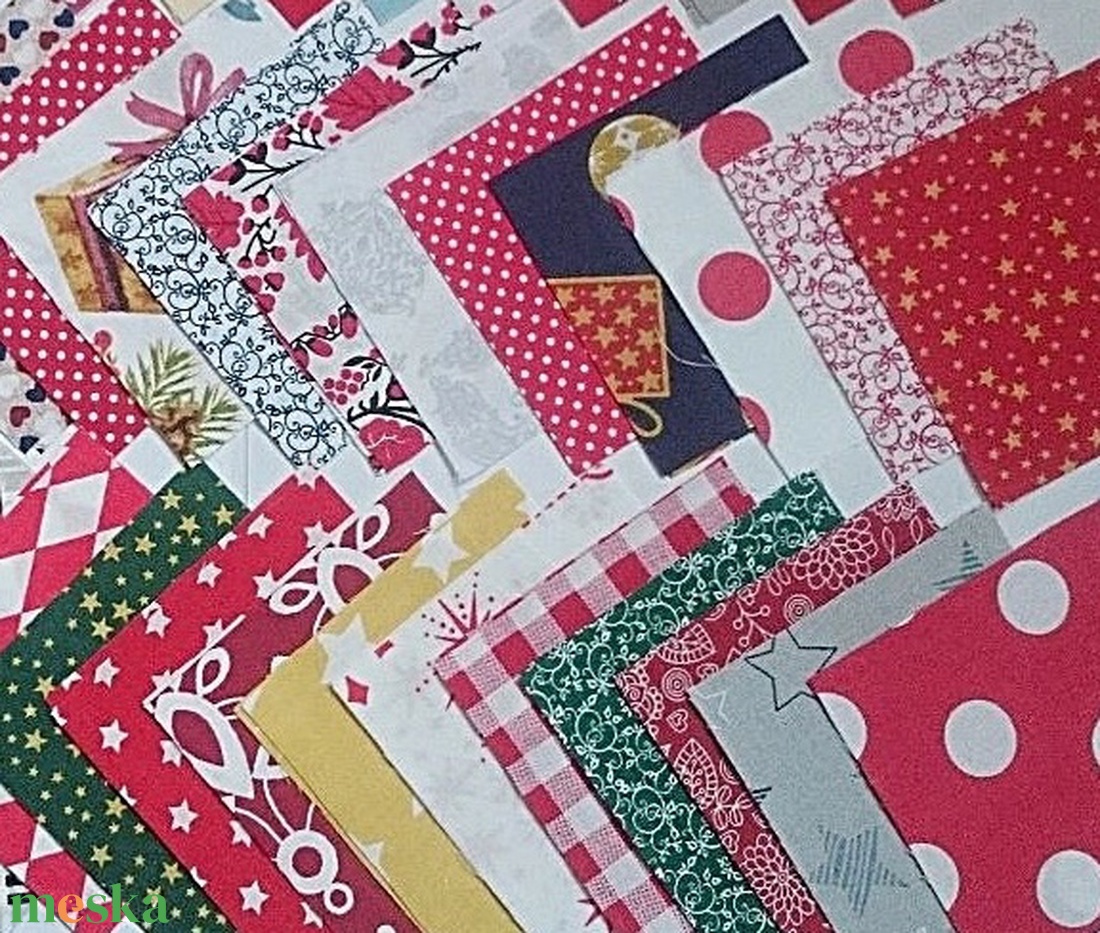 100 db Karácsony patchwork 10x10 cm pamutvászon csomag KC - kellékek & szerszámok - méteráru - anyagcsomag - Meska.hu