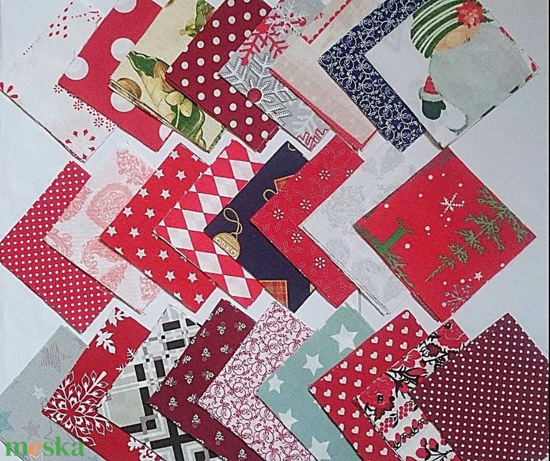 100 db Karácsony patchwork 10x10 cm pamutvászon csomag KI - kellékek & szerszámok - méteráru - anyagcsomag - Meska.hu