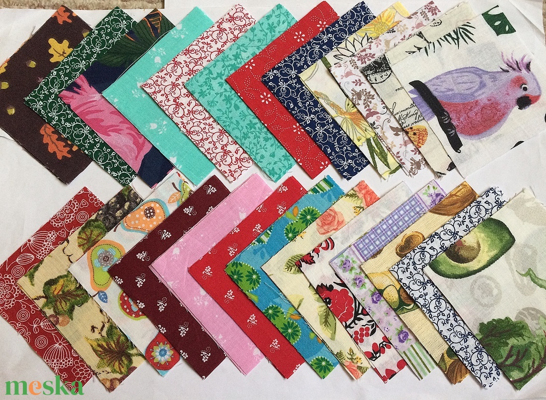 50 db vegyes mintájú patchwork 10x10 cm pamutvászon csomag VA - kellékek & szerszámok - méteráru - anyagcsomag - Meska.hu