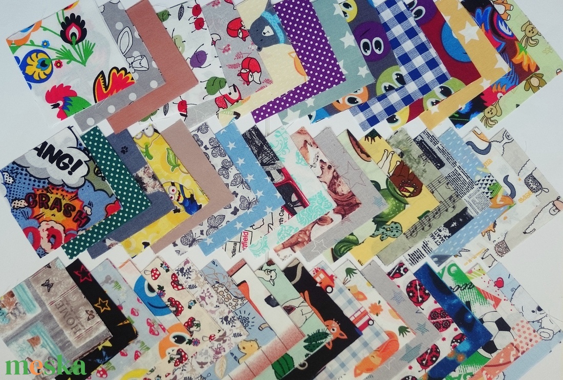 100 db fiús mintájú patchwork 10x10 cm pamutvászon csomag F1 - kellékek & szerszámok - méteráru - anyagcsomag - Meska.hu
