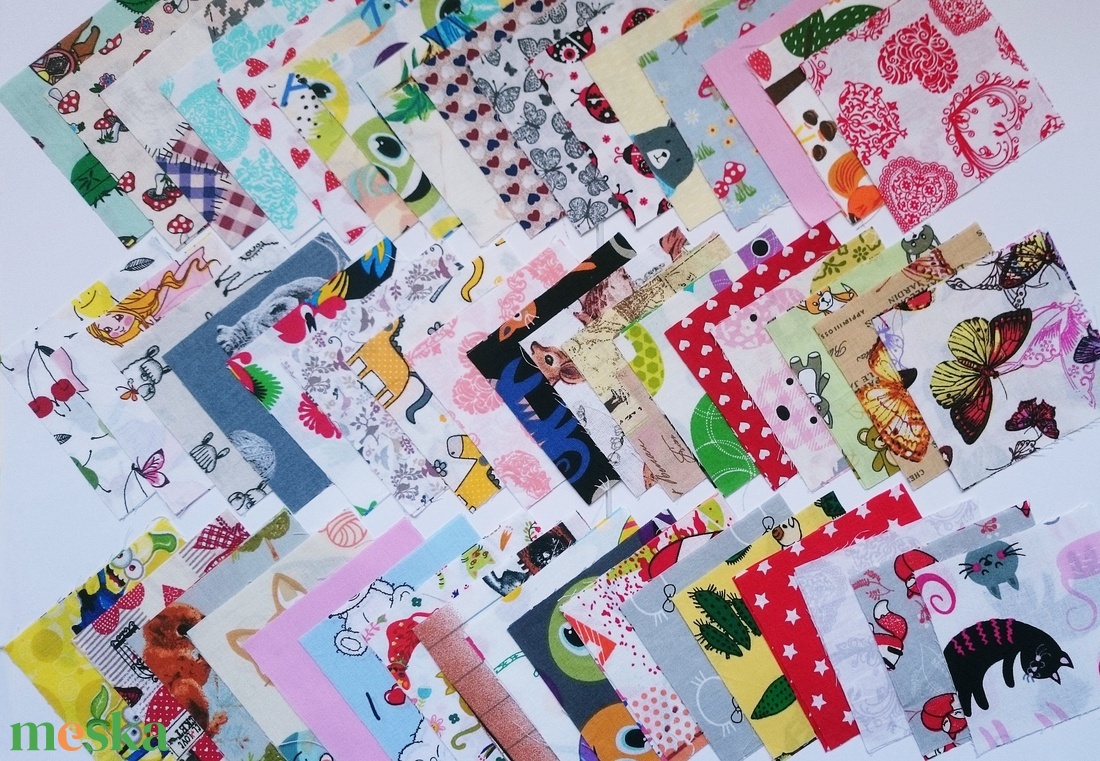 100 db lány mintájú patchwork 10x10 cm pamutvászon csomag LB - kellékek & szerszámok - méteráru - anyagcsomag - Meska.hu