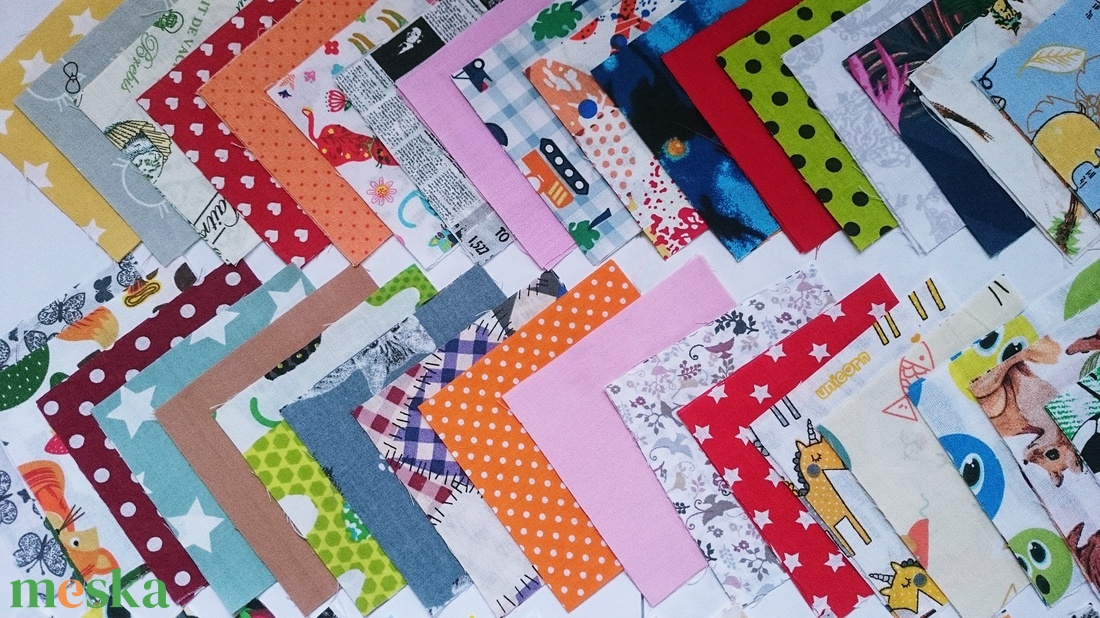100 db gyerek mintájú patchwork 10x10 cm pamutvászon csomag GYB - kellékek & szerszámok - méteráru - anyagcsomag - Meska.hu