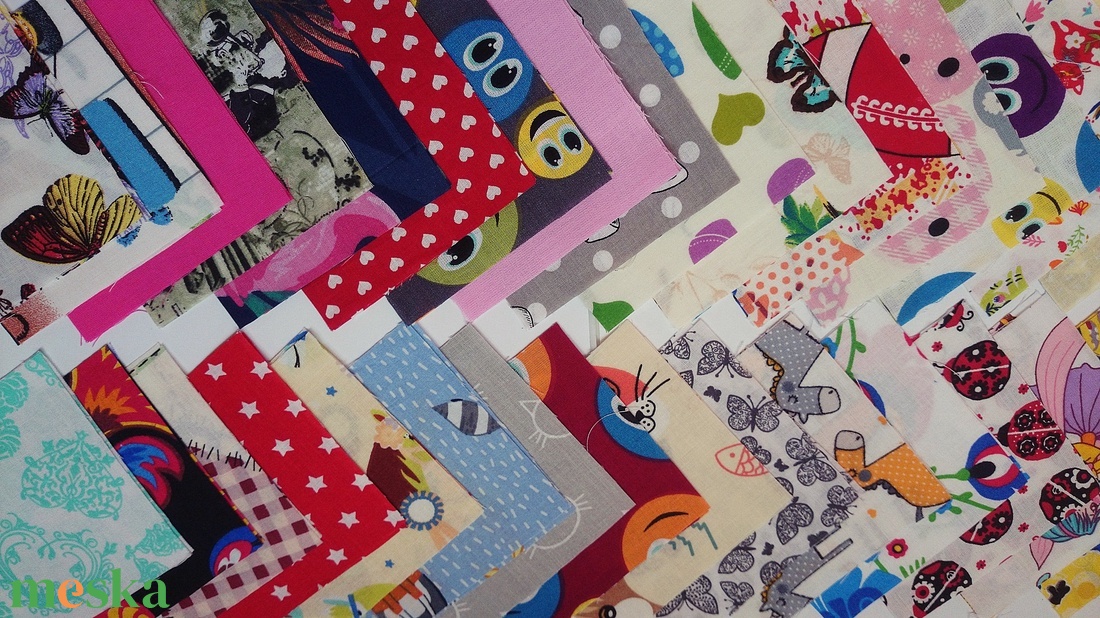 100 db gyerek mintájú patchwork 10x10 cm pamutvászon csomag GYD - kellékek & szerszámok - méteráru - anyagcsomag - Meska.hu