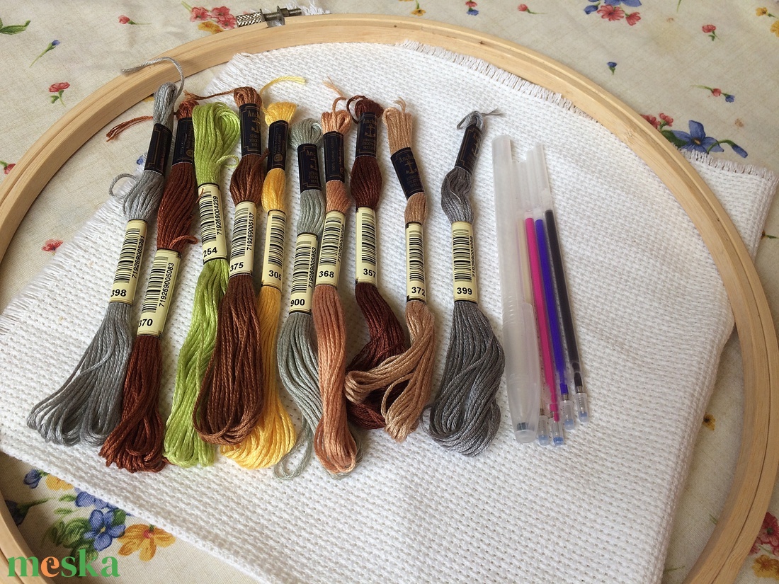Hímzőkészlet hímző csomag fonalakkal+ anyag  - diy (csináld magad) - egységcsomag - Meska.hu