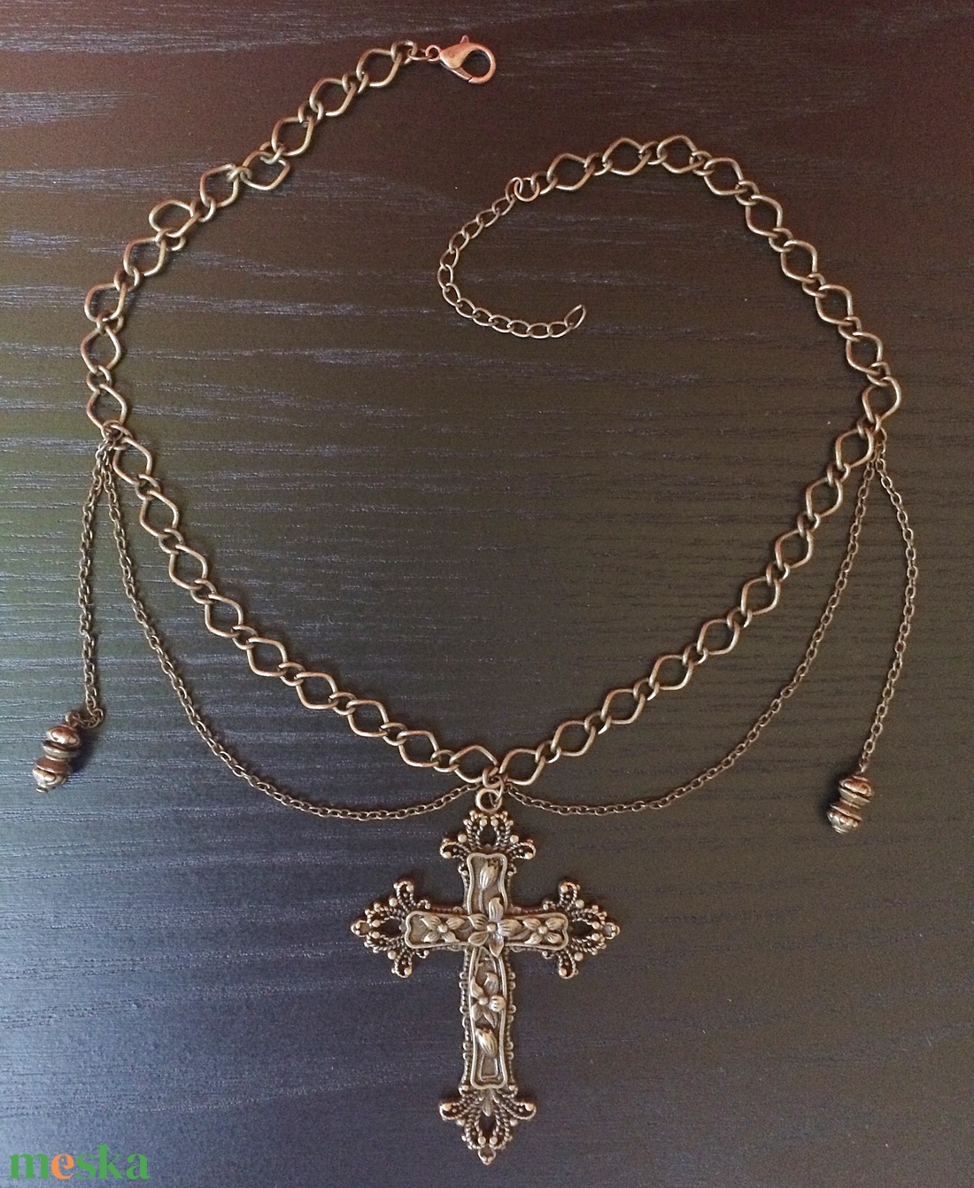Vintage goth nagy bronz kereszt medálos nyaklánc   - ékszer - nyaklánc - medálos nyaklánc - Meska.hu