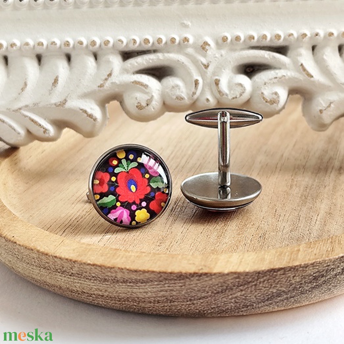 Fekete matyó nemesacél mandzsettagomb - ékszer - mandzsettagomb - Meska.hu Fekete matyó nemesacél mandzsettagomb - ékszer - mandzsettagomb - Meska.hu