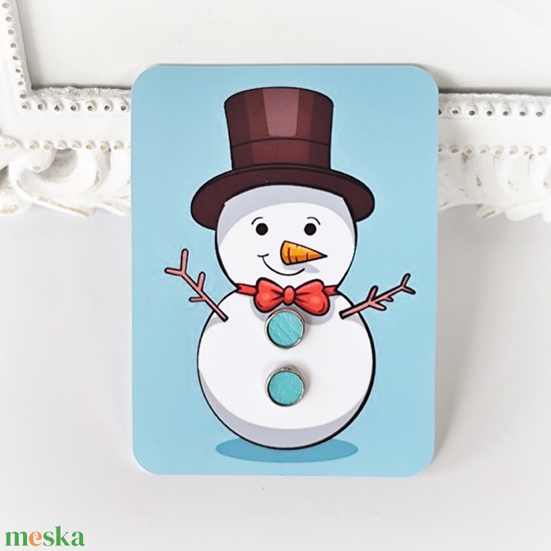 Nemesacél fülbevaló hóember ünnepi kártyán - ékszer - fülbevaló - pötty fülbevaló - Meska.hu Nemesacél fülbevaló hóember ünnepi kártyán - ékszer - fülbevaló - pötty fülbevaló - Meska.hu