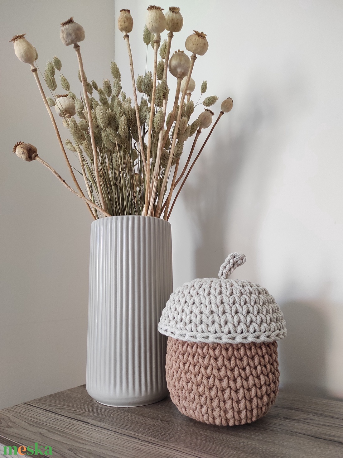 Horgolt makk tároló (toast, világosbézs színben) - otthon & életmód - dekoráció - asztal és polc dekoráció - dekorációs tál, tartó - Meska.hu