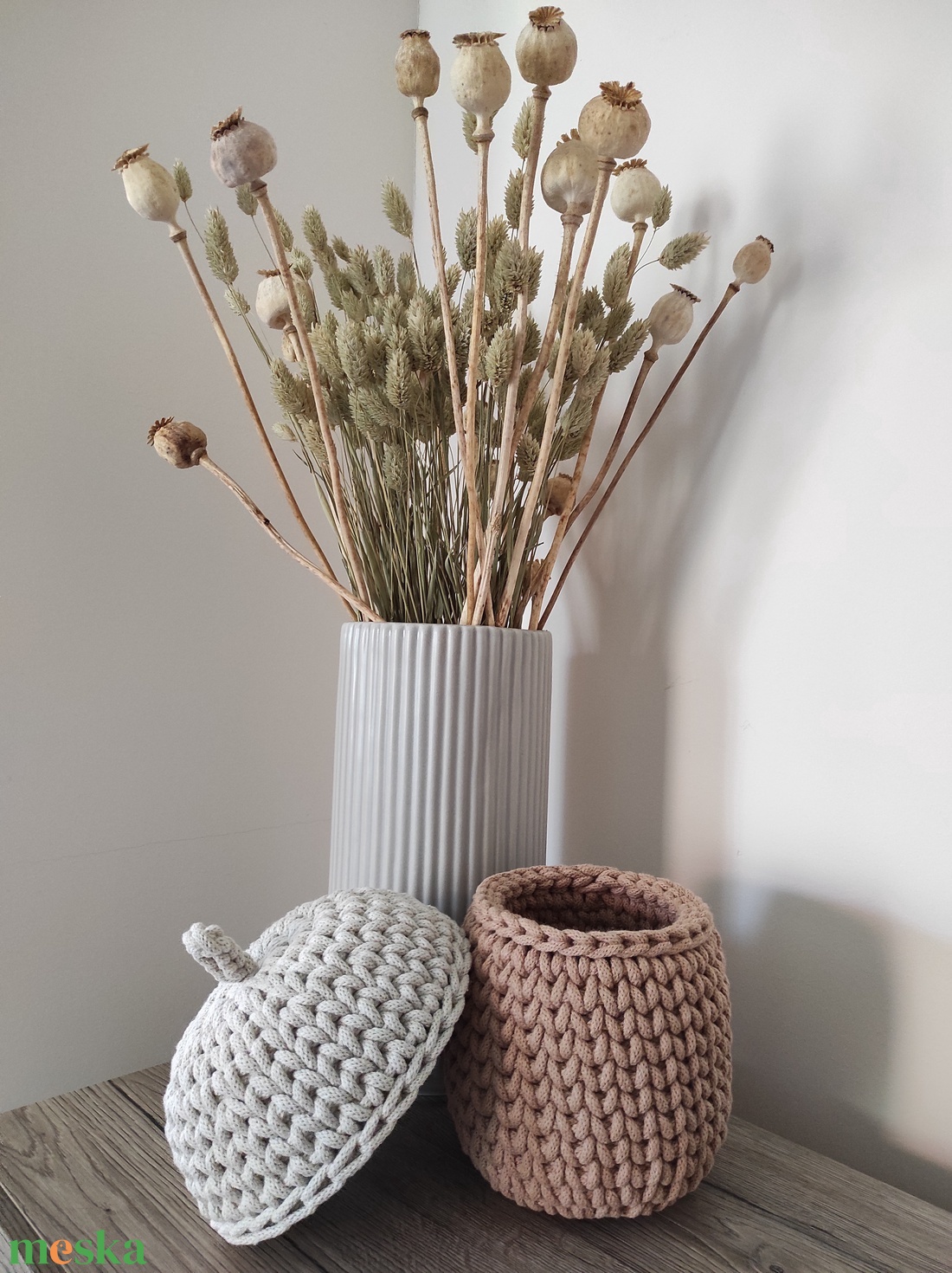 Horgolt makk tároló (toast, világosbézs színben) - otthon & életmód - dekoráció - asztal és polc dekoráció - dekorációs tál, tartó - Meska.hu