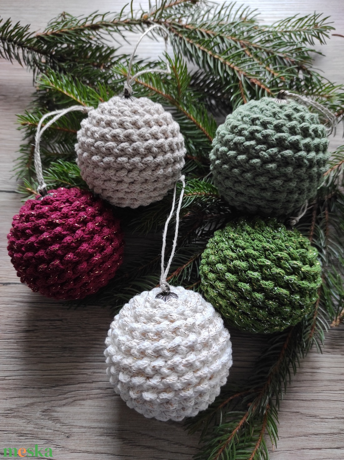 Horgolt gömb szett ( 3 db-os ) - karácsony - karácsonyi lakásdekoráció - karácsonyfadíszek - Meska.hu