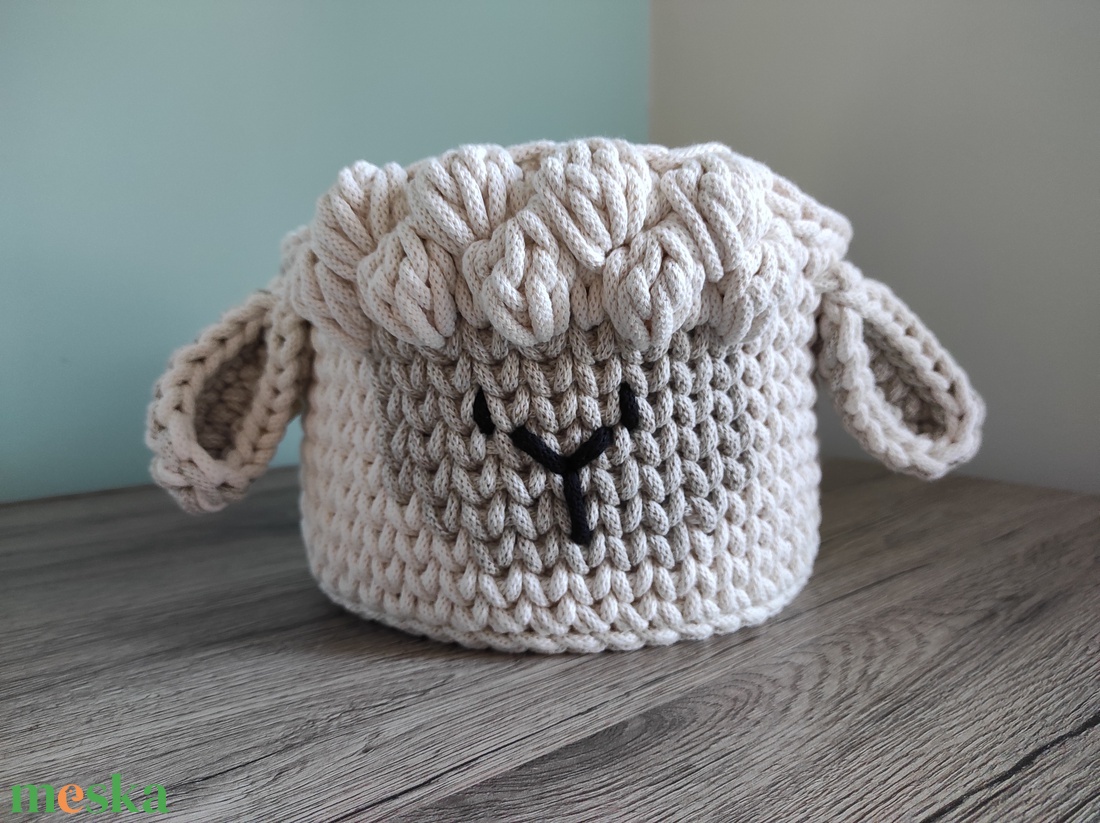 Bárányos horgolt tároló (nagy méret!) - otthon & életmód - tárolás & rendszerezés - tárolókosár - Meska.hu