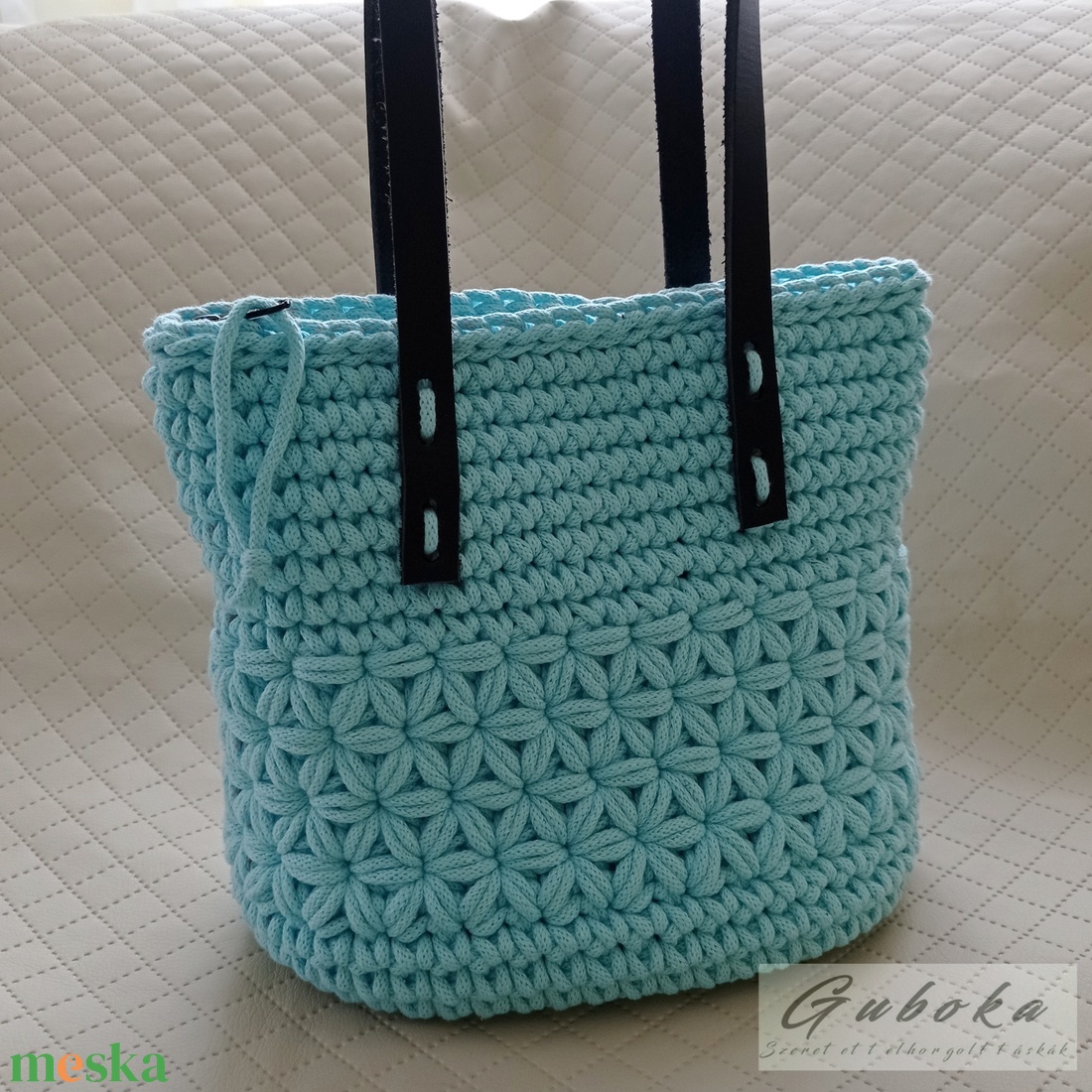 Mentakék horgolt válltáska - táska & tok - kézitáska & válltáska - válltáska - Meska.hu