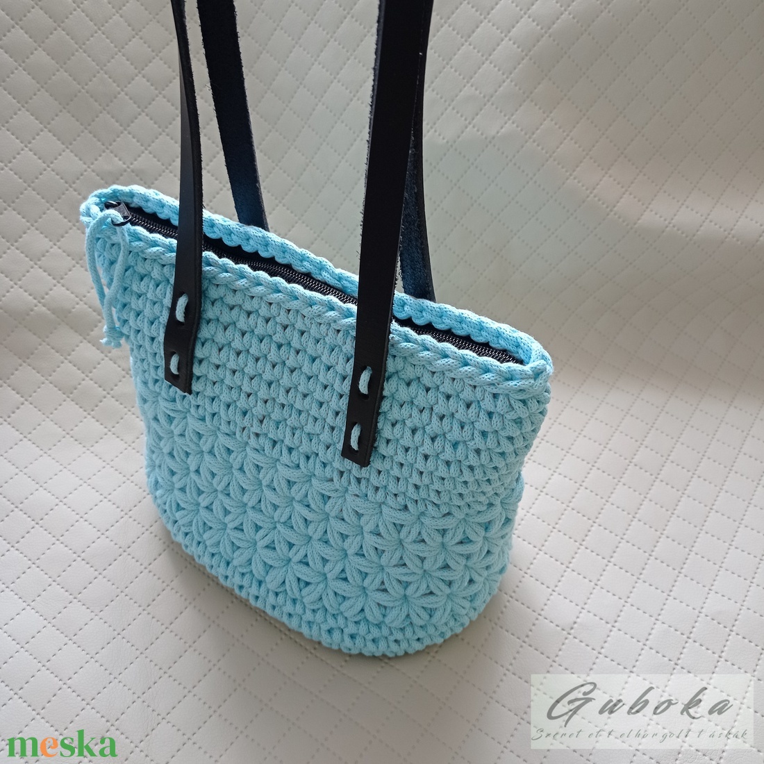 Mentakék horgolt válltáska - táska & tok - kézitáska & válltáska - válltáska - Meska.hu
