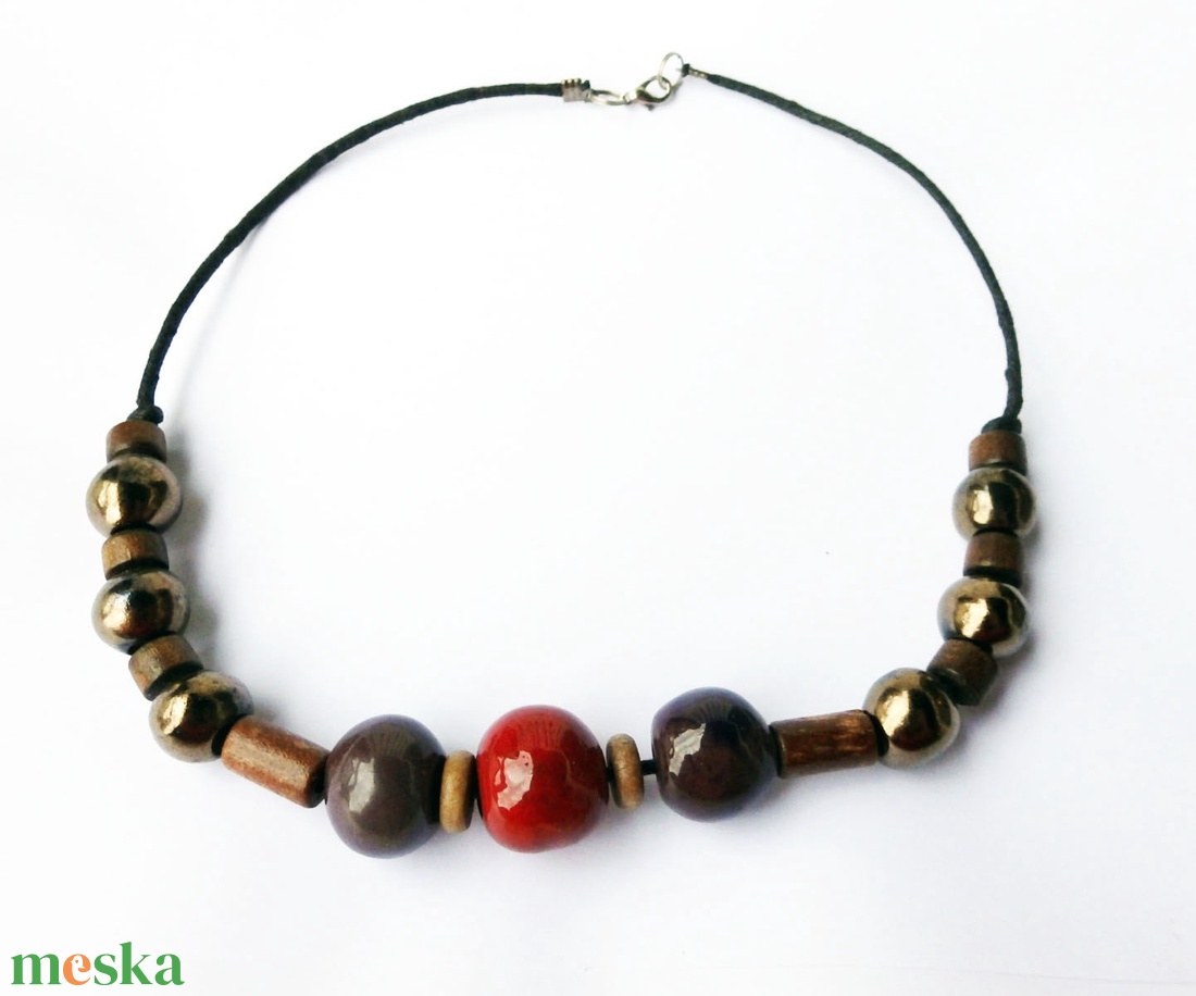 Csendes pillanat kerámai nyaklánc - ékszer - nyaklánc - gyöngyös nyaklánc - Meska.hu