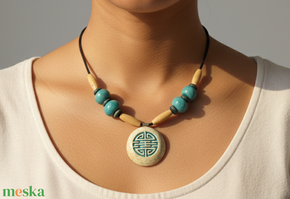 Mosolycsomó kerámai nyaklánc - ékszer - nyaklánc - medálos nyaklánc - Meska.hu