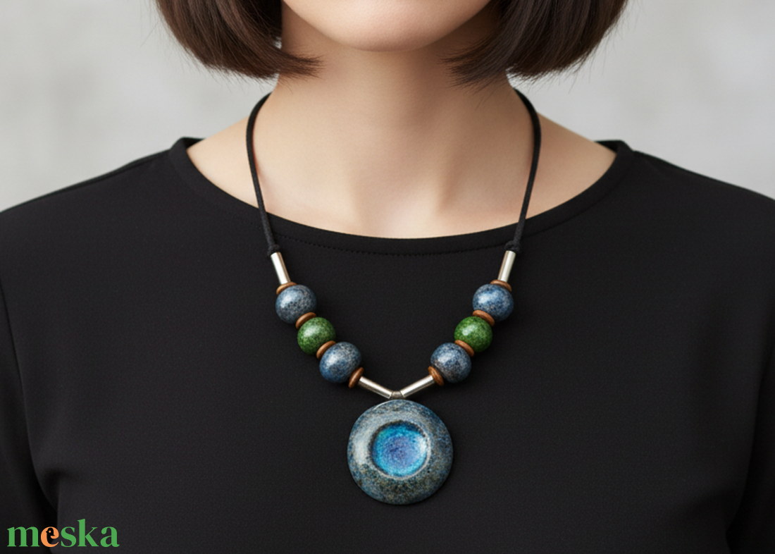 Fagyvirág kerámai nyaklánc - ékszer - nyaklánc - medálos nyaklánc - Meska.hu