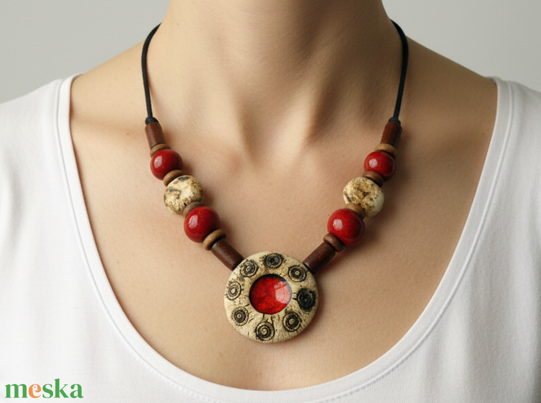 Árnyékláng kerámai nyaklánc - ékszer - nyaklánc - medálos nyaklánc - Meska.hu