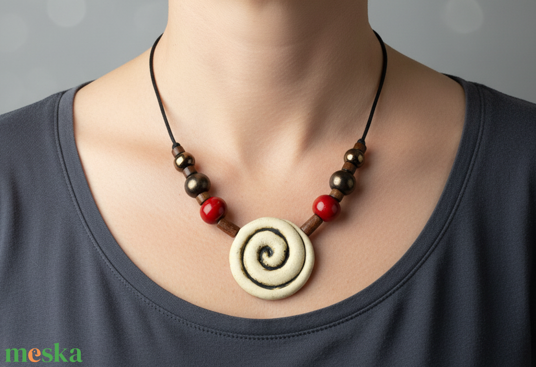 Időspirál kerámai nyaklánc - ékszer - nyaklánc - medálos nyaklánc - Meska.hu