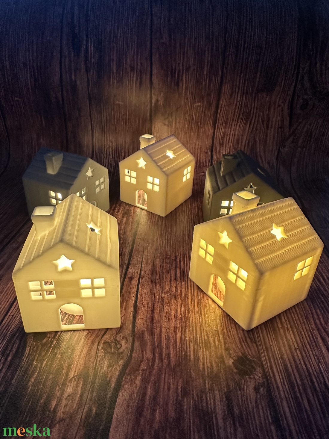 Karácsonyi házikó LED teamécsessel - karácsony - karácsonyi lakásdekoráció - karácsonyi falu, házikó - Meska.hu