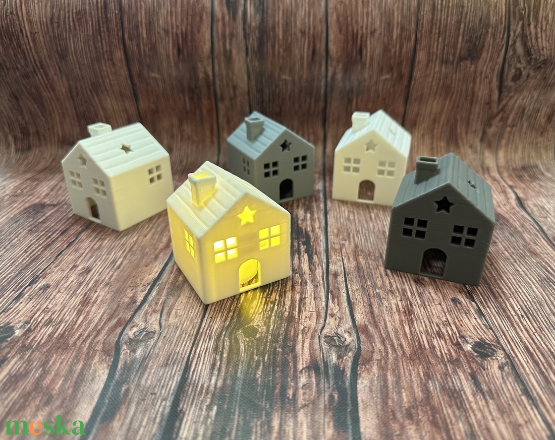 Karácsonyi házikó LED teamécsessel - karácsony - karácsonyi lakásdekoráció - karácsonyi falu, házikó - Meska.hu