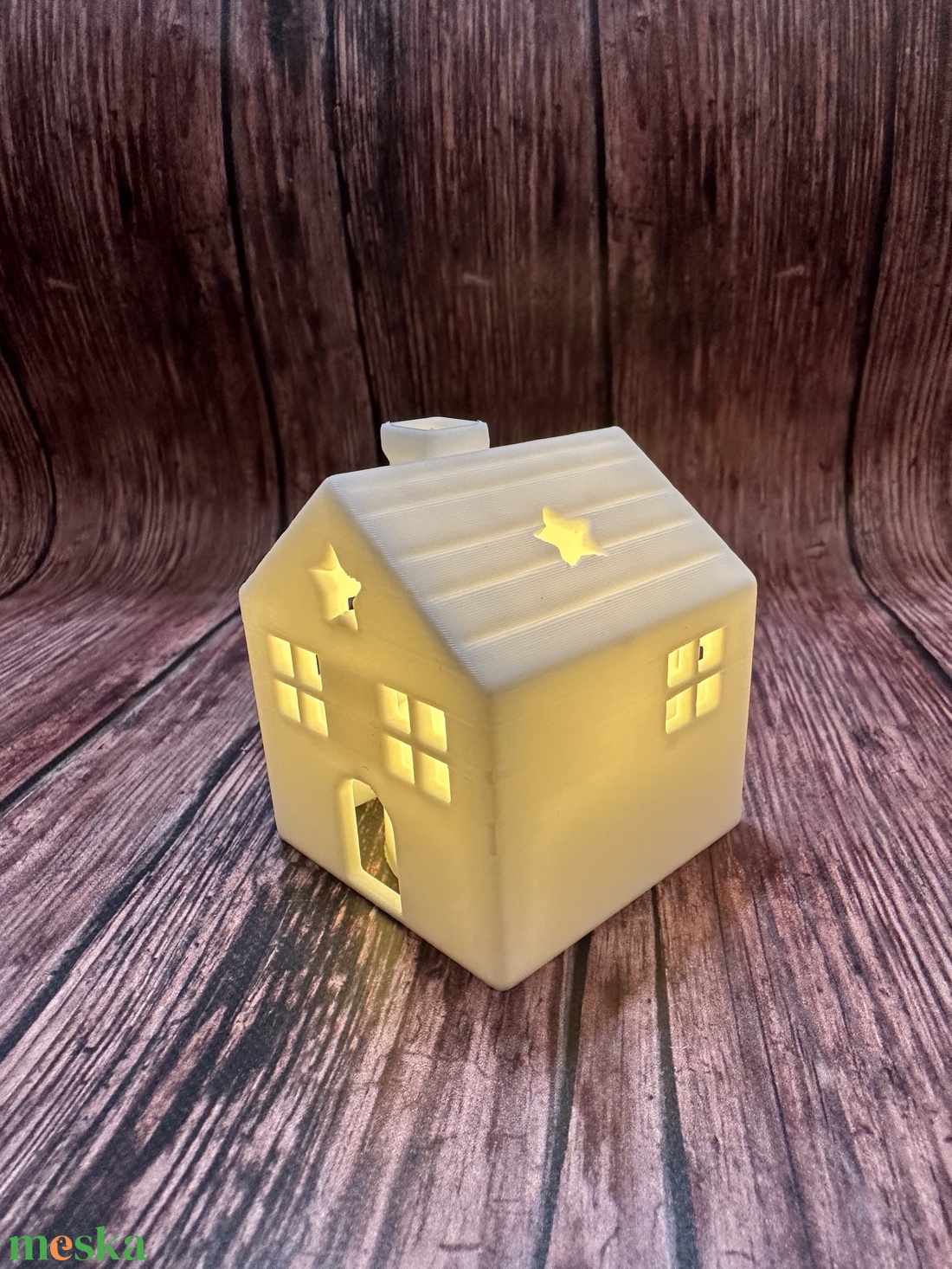 Karácsonyi házikó LED teamécsessel - karácsony - karácsonyi lakásdekoráció - karácsonyi falu, házikó - Meska.hu