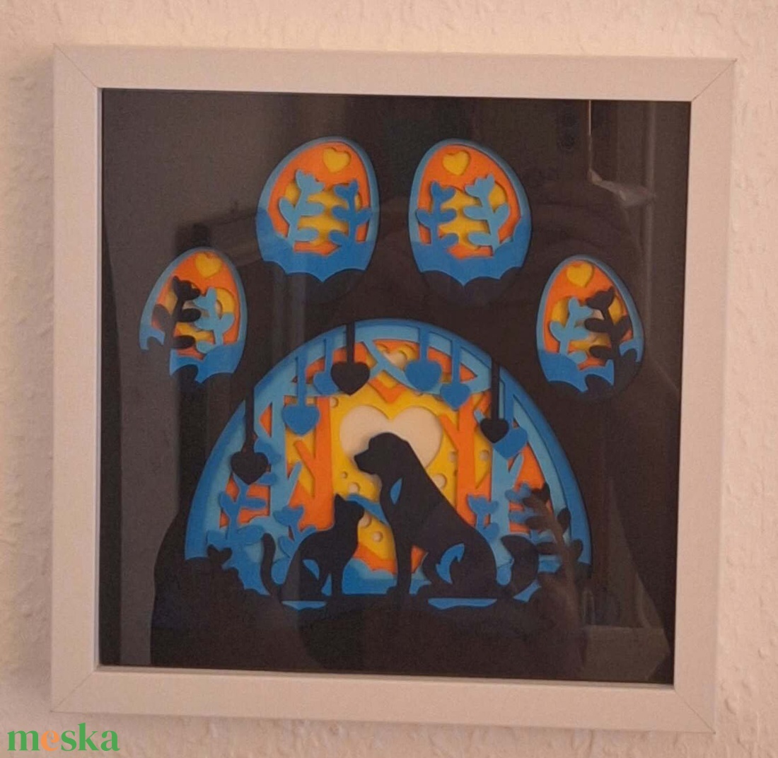 3D réteges papírkép - Cica és Kutya - otthon & életmód - dekoráció - kép & falikép - 3d képek - Meska.hu