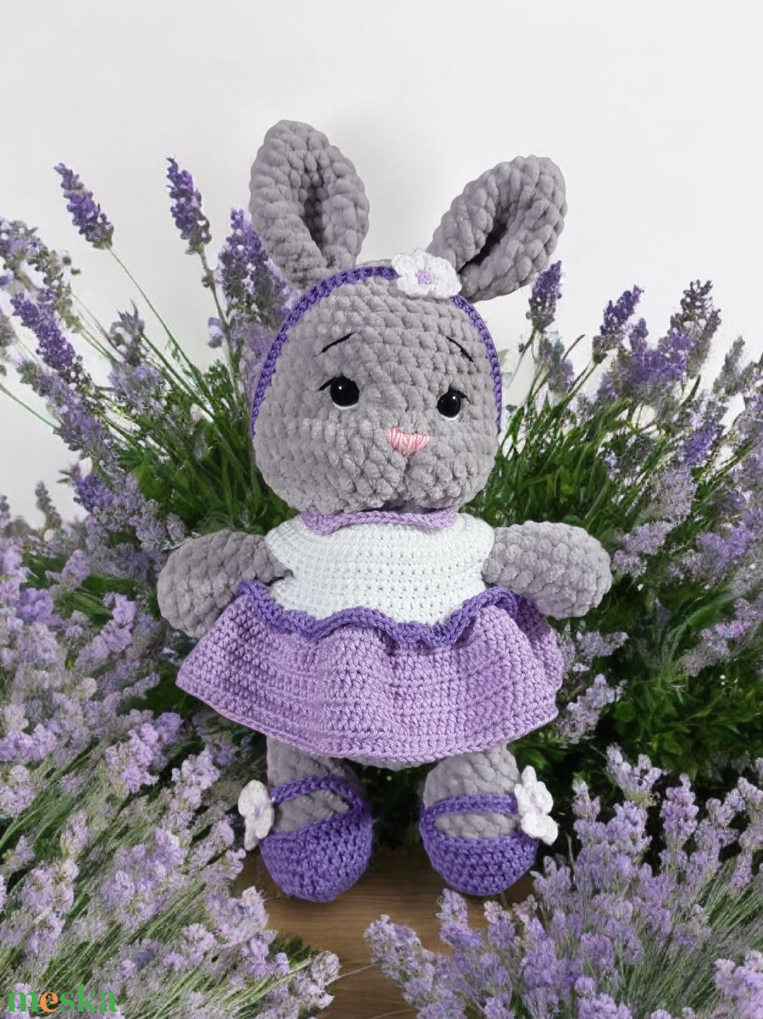 Plüss horgolt nyuszi lilában - játék & sport - plüssállat & játékfigura - nyuszi - Meska.hu