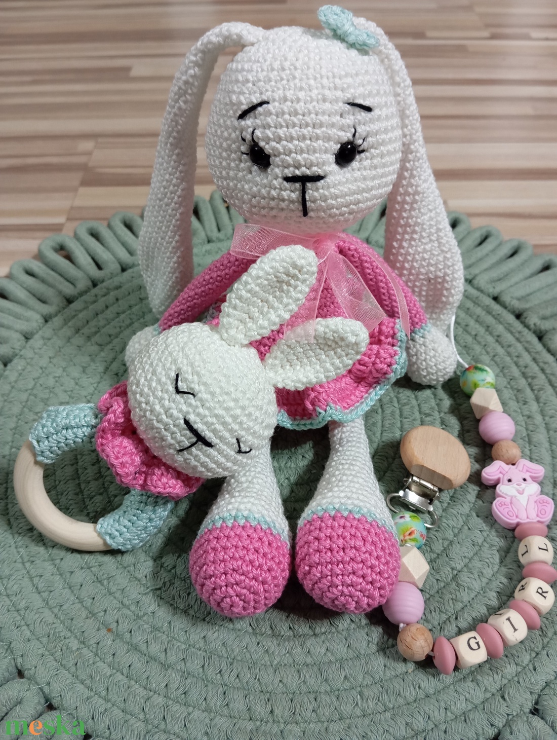 Húsv�ti nyuszi szett-pink - játék & sport - plüssállat & játékfigura - nyuszi - Meska.hu